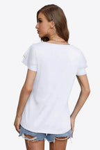 Tie-neck Layered Flutter Sleeve Blouse (12)