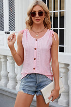 Eyelet Round Neck Wide Strap Tank (4)