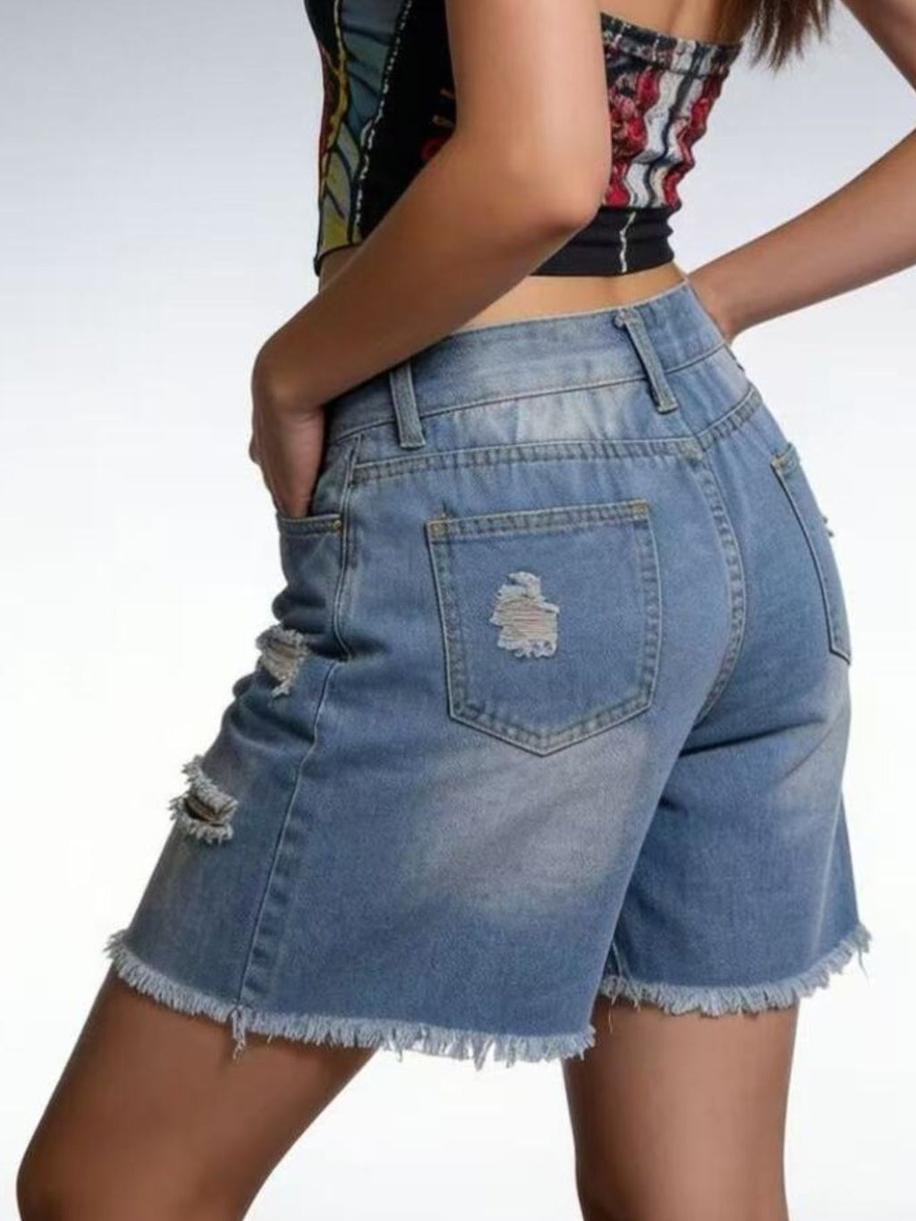 Full Size Ripped Frayed Hem Denim Shorts Plus (15)