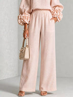 Full Size Floral Cuffs Top Wide Leg Pants Set Plus (5)