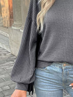 Waffle Knit Round Neck Top (3)