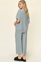 Round Neck Short Sleeve Wide Leg Pants (24)