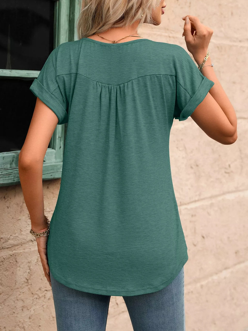 Casual Button Detail Henley T-shirt (23)