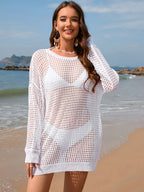 Backless Boat Neck Long Sleeve Cover Up (3)