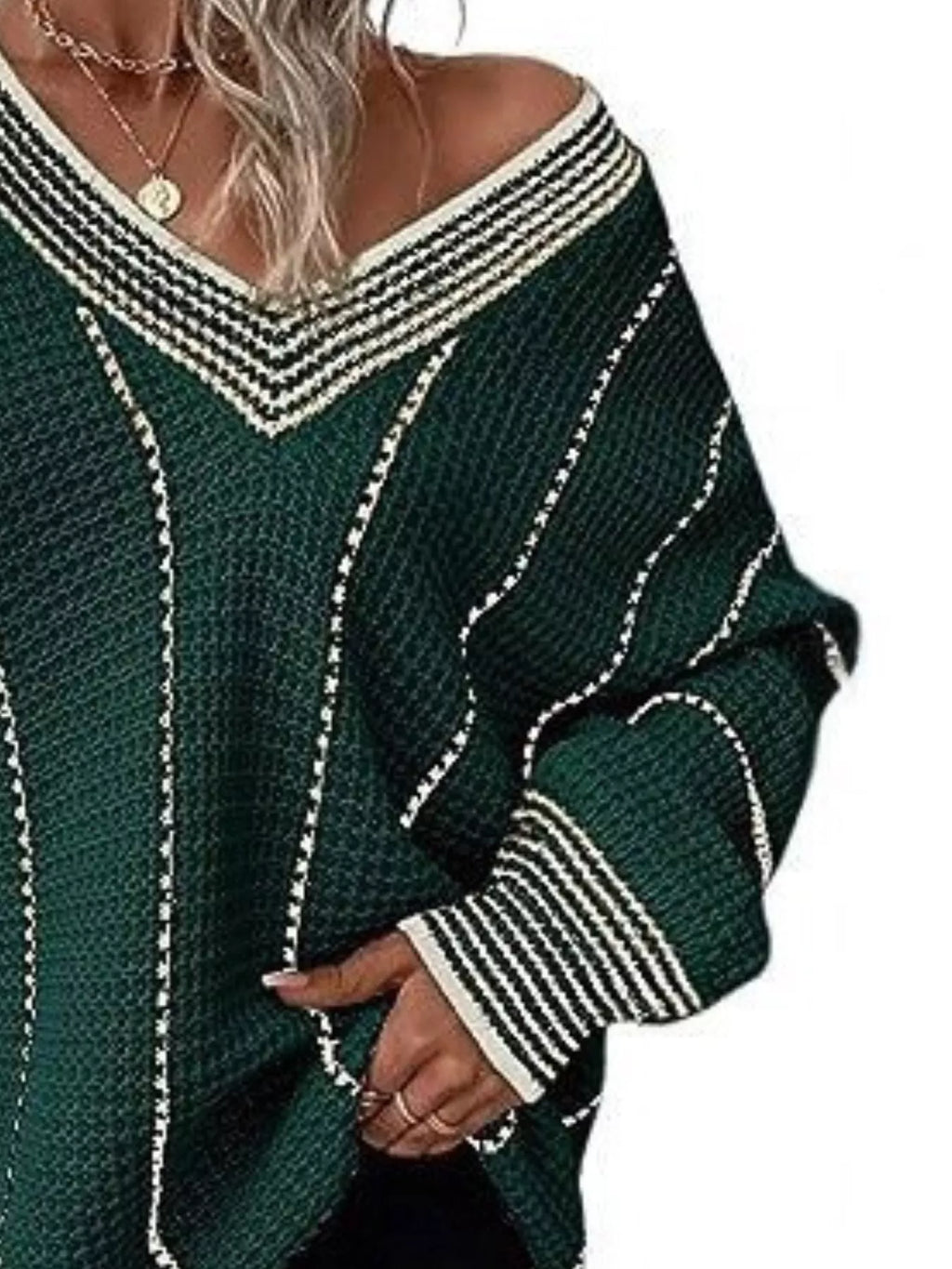 V-neck Textured Knit Sweater (21)