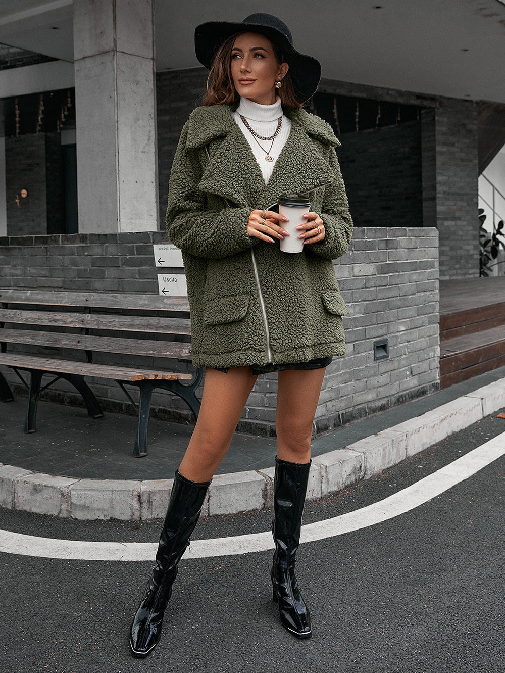 Zip-up Collared Teddy Jacket (9)