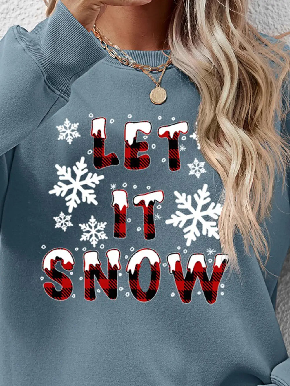 Let It Snow Round Neck Long Sleeve Sweatshirt (14)
