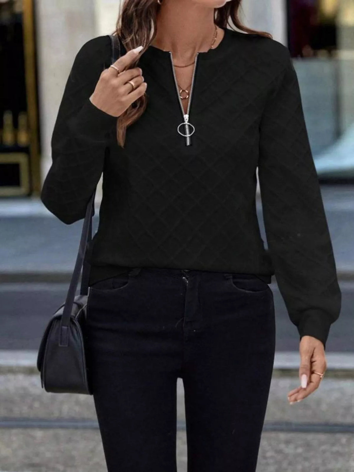 Textured Quarter-zip Sweatshirt (6)