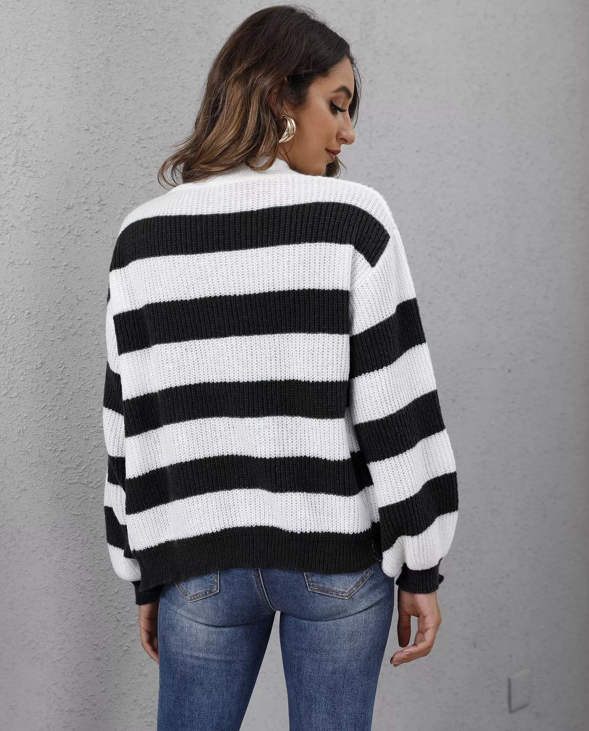 Striped Button-up Long Sleeve Cardigan (4)