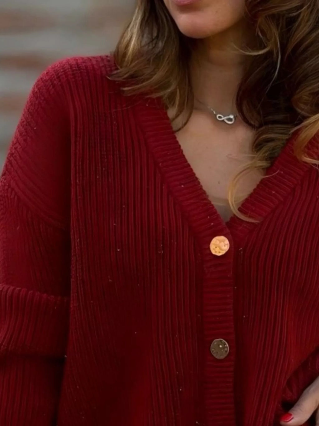 Full Size V-neck Button-up Cardigan Plus (2)