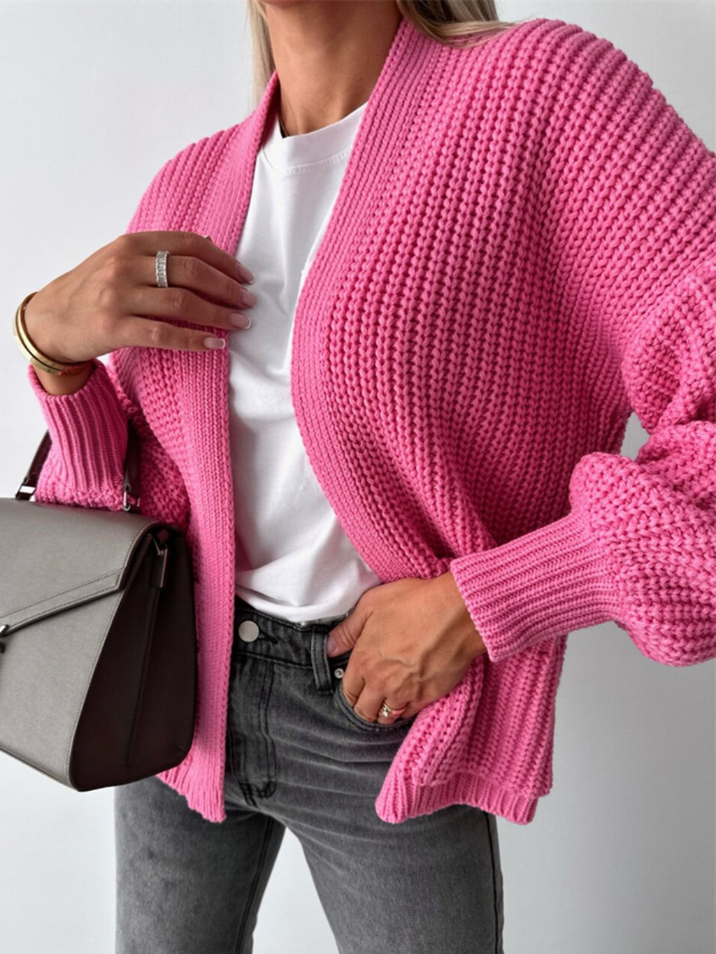 Open Front Dropped Shoulder Cardigan (5)