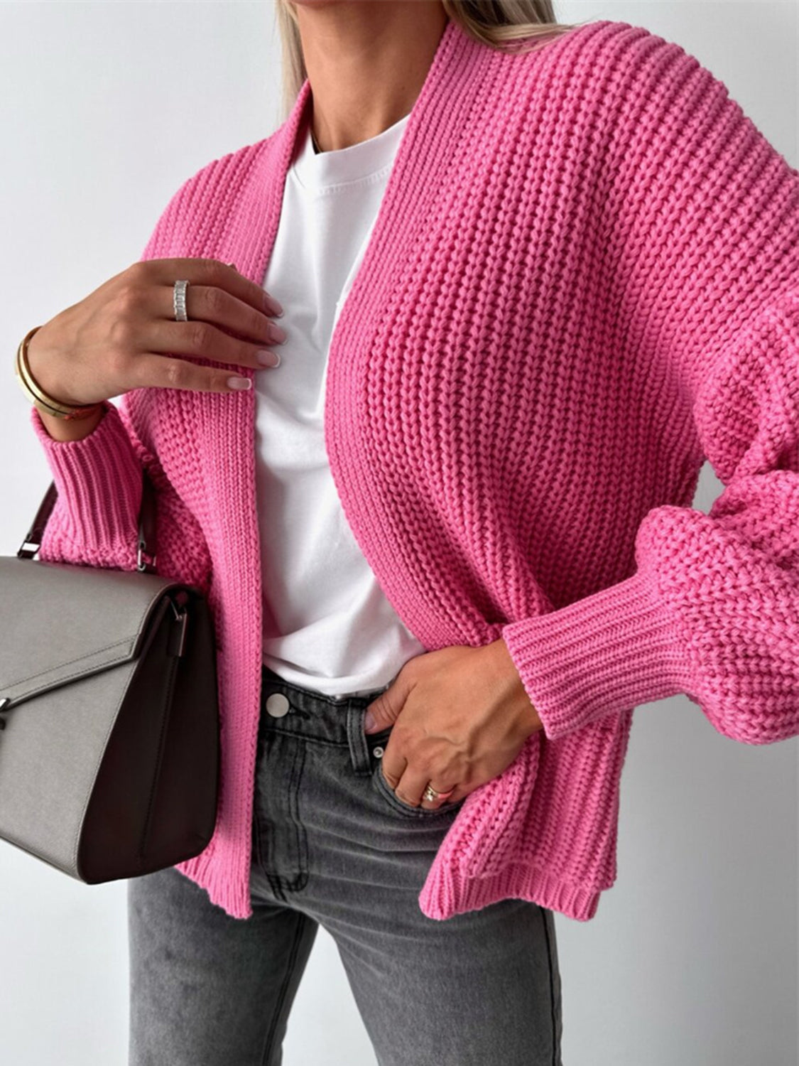 Open Front Dropped Shoulder Cardigan (5)