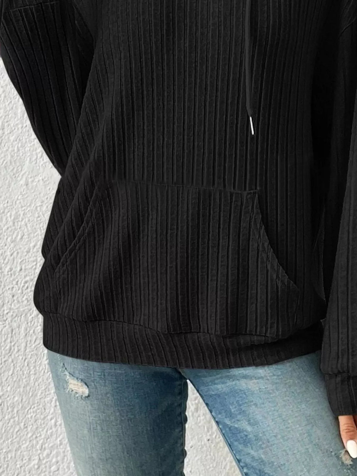 Ribbed Knit Long Sleeve Hoodie (6)