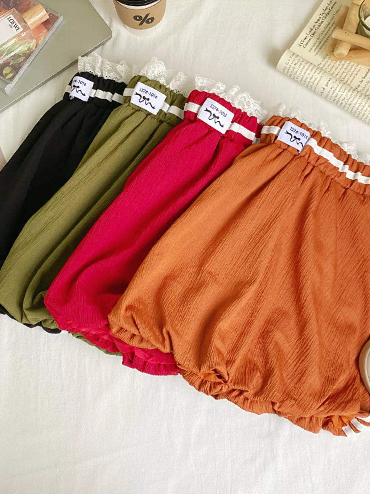 Lace Trim Elastic Waist Mini Skirt (12)