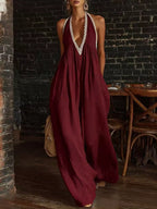 Full Size Halter Neck Lace Trim Wide Leg Jumpsuit Plus (7)