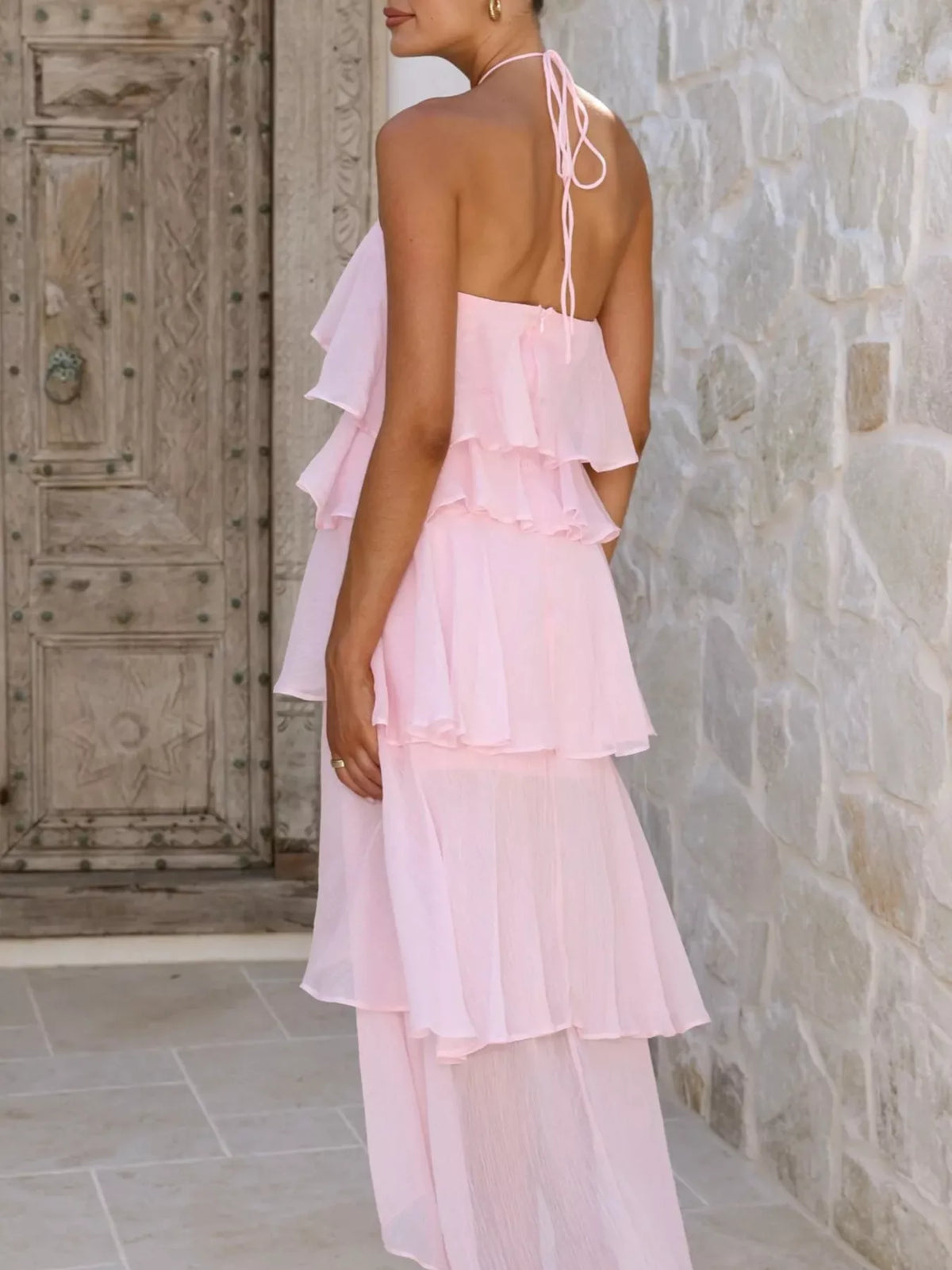 Layered Ruffled Halter Neck Dress (3)