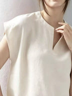 Notched Cap Sleeve Blouse (2)