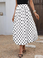 High-waisted Polka Dot A-line Midi Skirt (3)