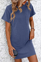 Ribbed Striped Short Sleeve Mini Tee Dress (13)