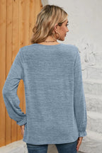Ruched Round Neck Flounce Sleeve T-shirt (36)