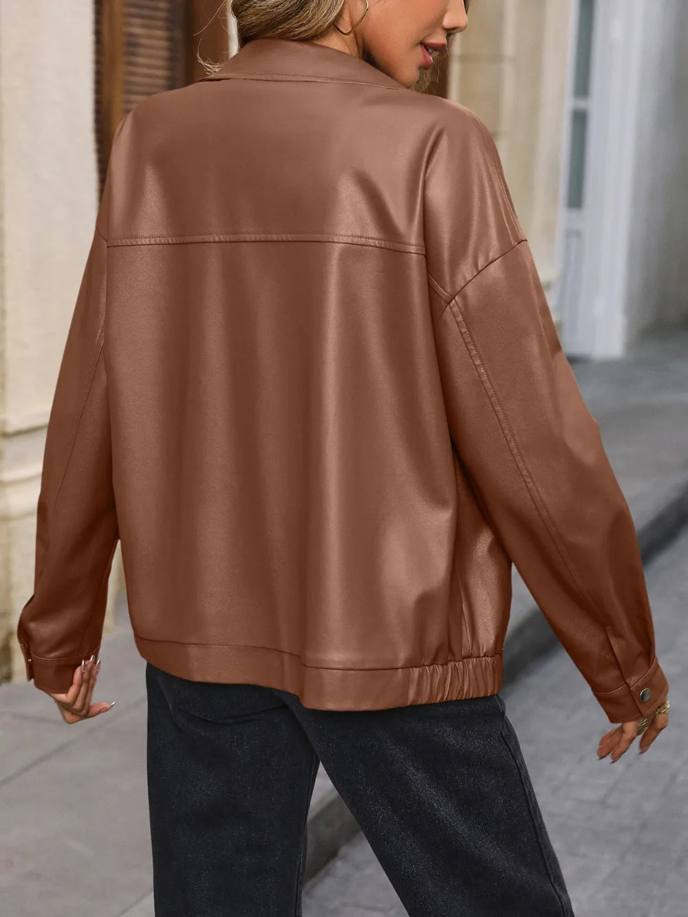 Pocketed Zip Up Collared Neck Jacket (9)
