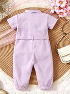 Children's Short Sleeve Belt Jumpsuit (5)