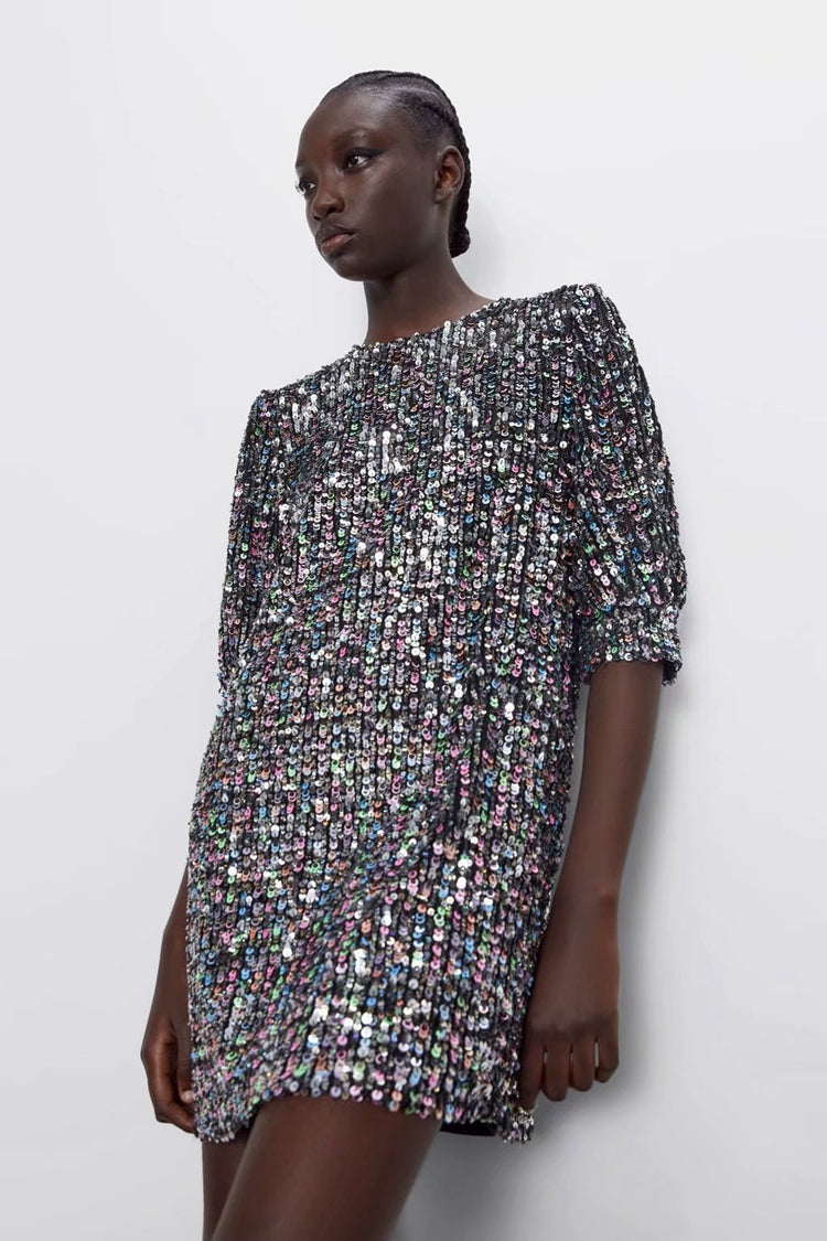 Dress Sequined Mini Long variant CJNSSYLY10131-Colorful-M|CJNSSYLY10131-Colorful-S|CJNSSYLY10131-Colorful-L