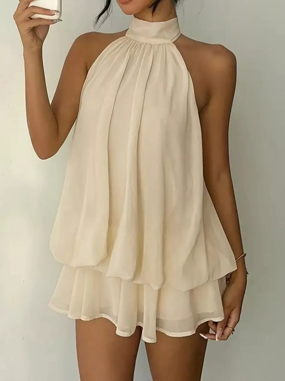 Halter Neck Chiffon Mini Dress (13)