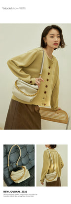 Leather Folds Clouds Bag Chain Shoulder Cowhide Crossbody photo 10