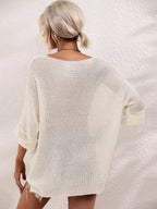 Boat Neck Cuffed Sleeve Slit Tunic Knit Top (17)