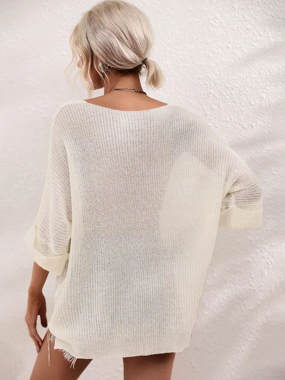Boat Neck Cuffed Sleeve Slit Tunic Knit Top (17)