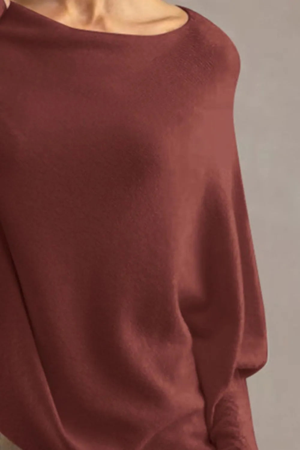 Full Size Boat Neck Batwing Sleeve Knit Top (12)
