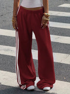 High-waisted Wide-leg Track Pants Side Stripes (14)