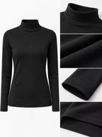 Full Size Slim-fit Mock Neck Long Sleeve Basic T-shirt Plus (15)