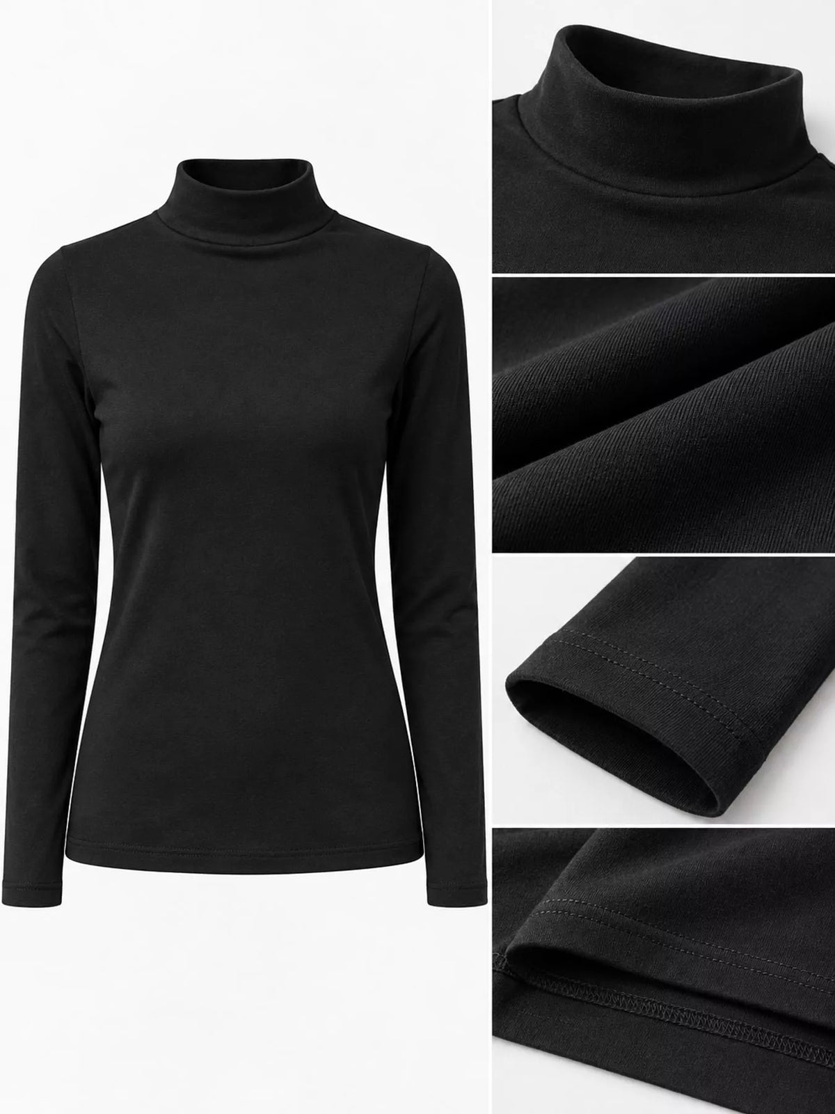Full Size Slim-fit Mock Neck Long Sleeve Basic T-shirt Plus (15)
