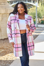 Full Size Plaid Button Up Lapel Collar Coat (4)