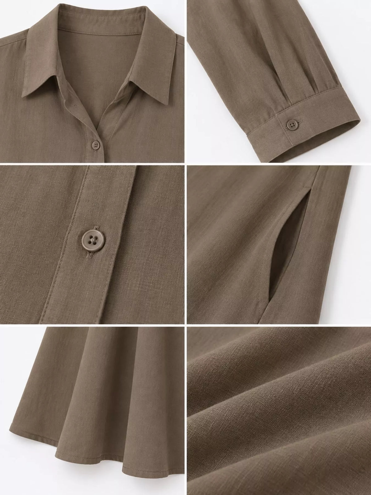 Full Size Button Front Long Sleeve Maxi Shirt Dress Plus (42)
