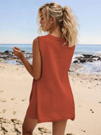 Slit Round Neck Top Shorts Set (17)