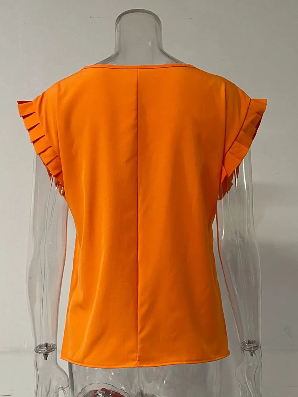 Ruffled Round Neck Cap Sleeve Blouse (3)