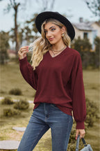 V-neck Dropped Shoulder Blouse (3)