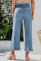 Button Fly Cropped Wide Leg Jeans (3)