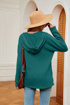 Half-button Dropped Shoulder Hoodie (2)