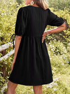 Tie-neck Puff Sleeve A-line Mini Dress (8)