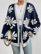 Contrast Dropped Shoulder Long Sleeve Cardigan (6)