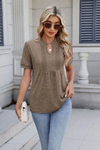 Notched Short Sleeve Top (2)