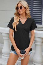 Eyelet Surplice Short Sleeve T-shirt (18)