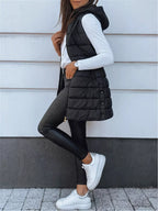 Zip Up Longline Hooded Puffer Vest Coat (14)