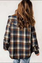 Plaid Button Up Long Sleeve Hooded Jacket (9)