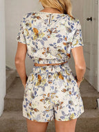 Floral Print Crop Top Shorts Set (14)