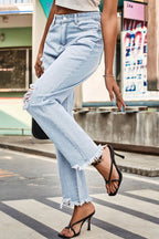Distressed Buttoned Loose Fit Jeans (6)